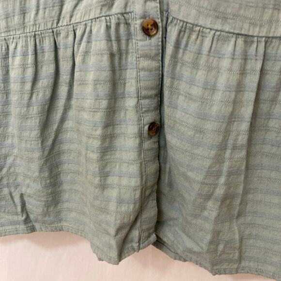 Sonoma Light Teal Green Blue Button Front V-Neck Short Dolman Sleeve Mini Dress - Picture 2 of 11